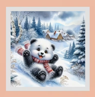 Diamond Painting Skifahrt-Pandabär